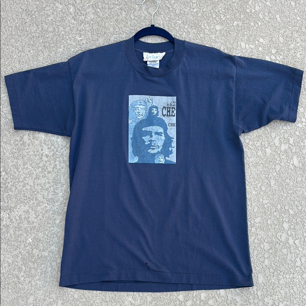 Vintage Ernesto Che Guevara T Shirt Graphic Size Large 90s Blue Single Stitch
